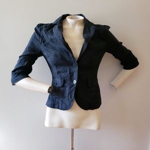 JUICY COUTURE black linen blazer jacket P XS